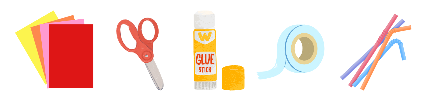 Hope Mission Materials Needed photo of colored paper, scissors, glue stick, tape and straws