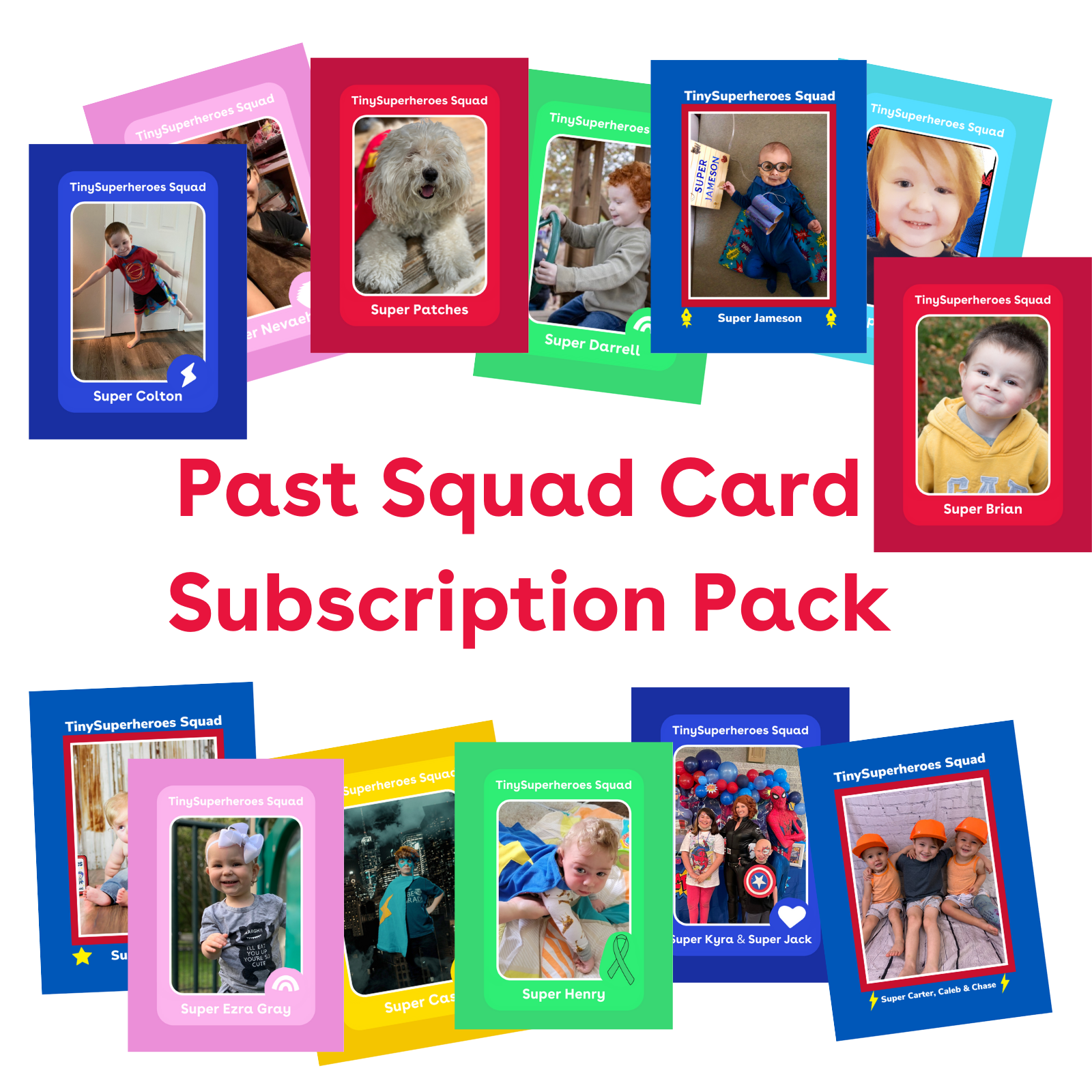 Past Squad Card Subscription Packs - TinySuperheroes