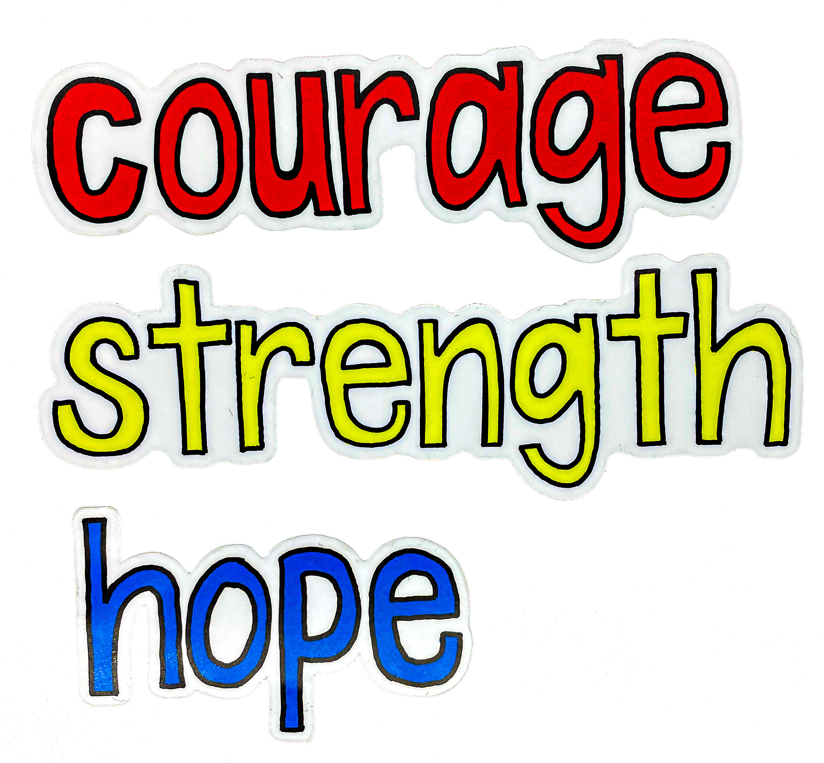 Courage, Strength, Hope Stickers - TinySuperheroes